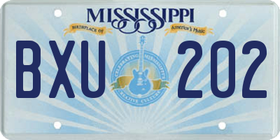 MS license plate BXU202