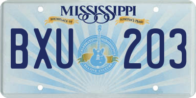 MS license plate BXU203