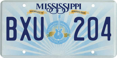 MS license plate BXU204