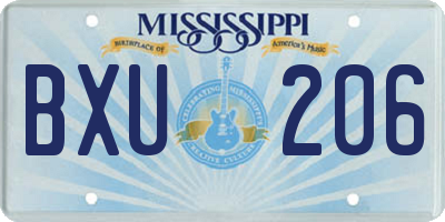 MS license plate BXU206