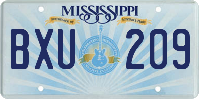MS license plate BXU209