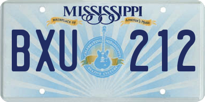 MS license plate BXU212