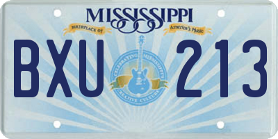 MS license plate BXU213