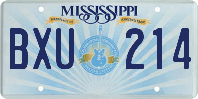 MS license plate BXU214