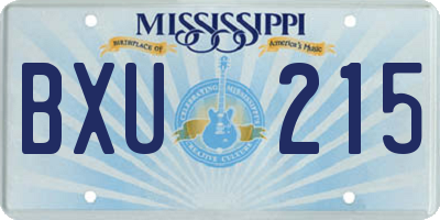 MS license plate BXU215