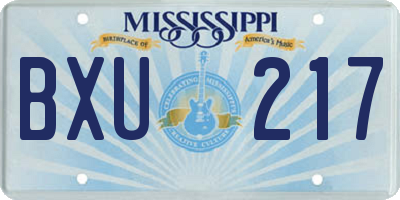 MS license plate BXU217