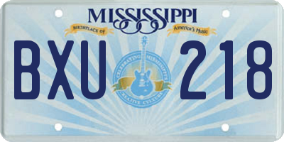 MS license plate BXU218
