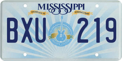 MS license plate BXU219