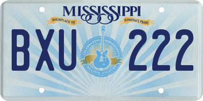 MS license plate BXU222