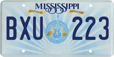 MS license plate BXU223