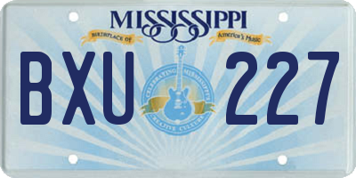 MS license plate BXU227