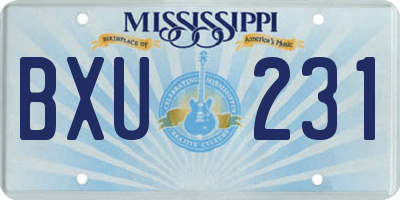 MS license plate BXU231