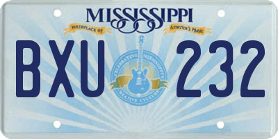 MS license plate BXU232