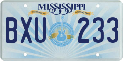 MS license plate BXU233