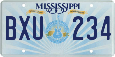 MS license plate BXU234