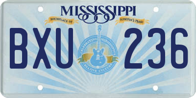 MS license plate BXU236