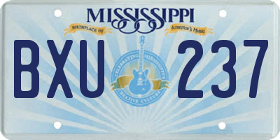 MS license plate BXU237