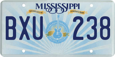 MS license plate BXU238