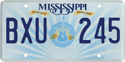 MS license plate BXU245