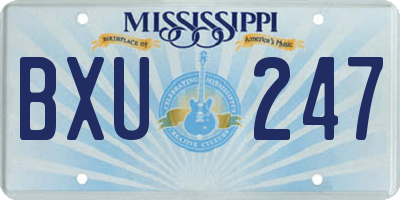 MS license plate BXU247