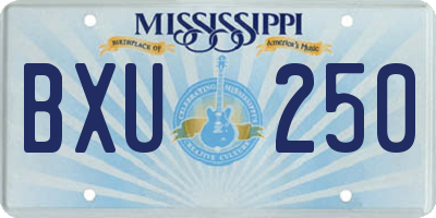 MS license plate BXU250