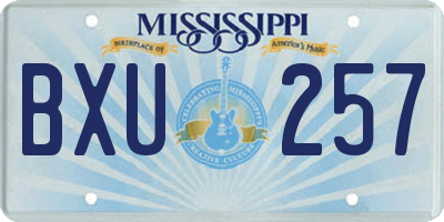 MS license plate BXU257