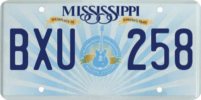 MS license plate BXU258