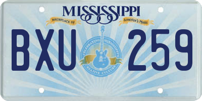 MS license plate BXU259