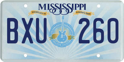 MS license plate BXU260