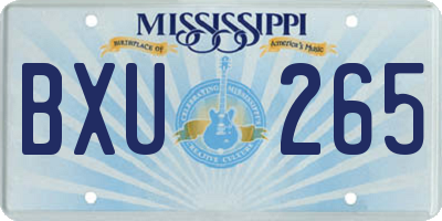 MS license plate BXU265