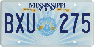 MS license plate BXU275