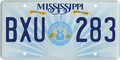 MS license plate BXU283
