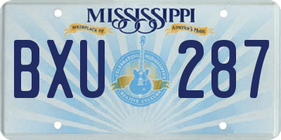MS license plate BXU287