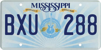 MS license plate BXU288