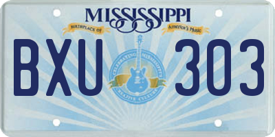 MS license plate BXU303