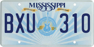 MS license plate BXU310