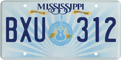 MS license plate BXU312