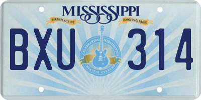 MS license plate BXU314