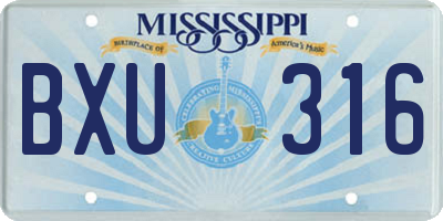 MS license plate BXU316