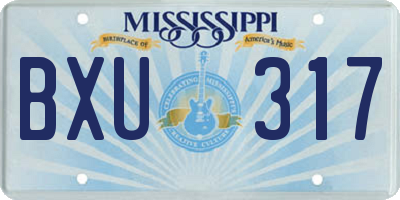 MS license plate BXU317