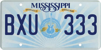 MS license plate BXU333