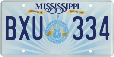 MS license plate BXU334