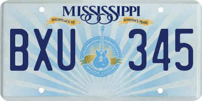 MS license plate BXU345