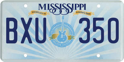 MS license plate BXU350
