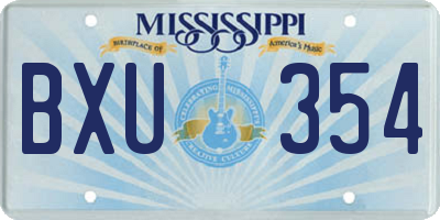 MS license plate BXU354