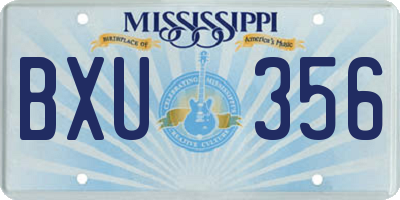 MS license plate BXU356