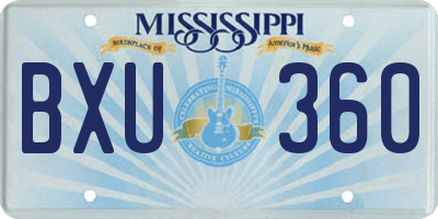 MS license plate BXU360
