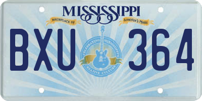 MS license plate BXU364