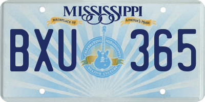 MS license plate BXU365
