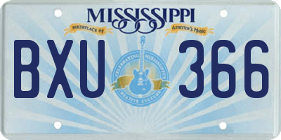 MS license plate BXU366